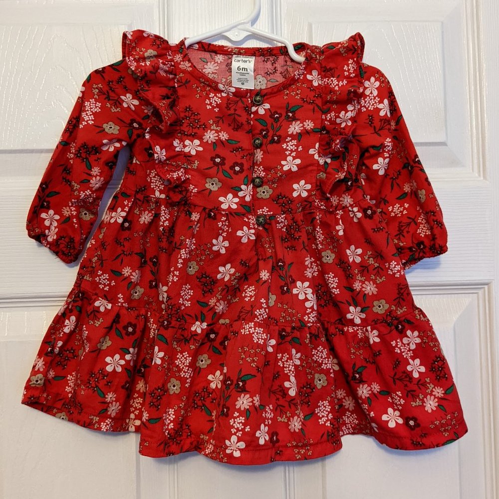Carter's Baby Girl Floral Twill Dress w/ Diaper Cover 6m